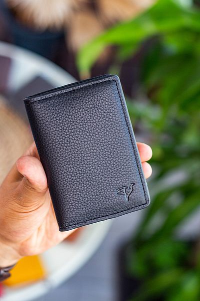 Garbalia Buenos Genuine Leather Minimal Design Black Card Holder Wallet