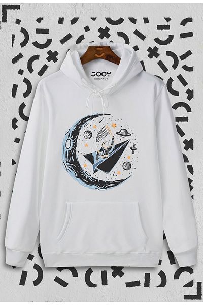 Jooy Company Λευκό φούτερ με στάμπα Space And Moon