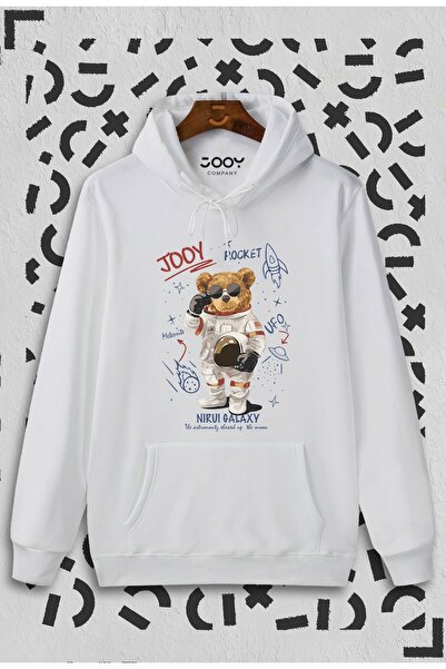 Jooy Company Унісекс Біла кофта з капюшоном Galaxy Bear
