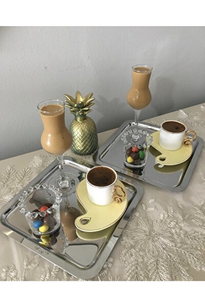 Elzem Stainless Steel 2 Piece Square Model Serving Tray Luxury Presentations