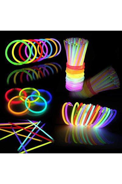MOBGİFT Glow Stick Fosforlu Neon Çubuk 100 Lü Paket