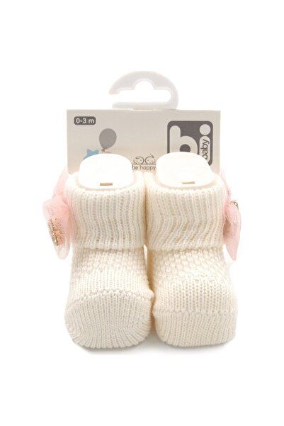Bibaby Bow Baby Socks 68301 Stone Ecru