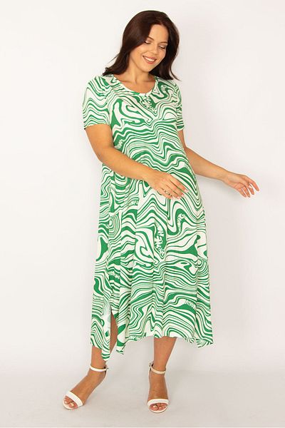 Şans Große Größen in Kleid - Grün - A-Linie