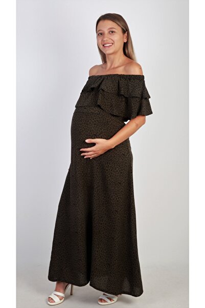 famous Carmen Yaka Fırfır Elbise Viskon