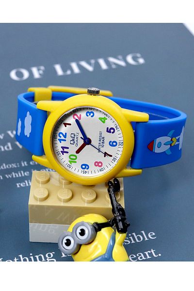Q&Q 10 Atm Waterproof Blue Girl-Boy Wristwatch