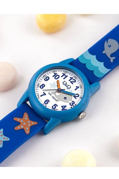 Q&Q 10 Atm Waterproof Navy Blue Boy's Wristwatch