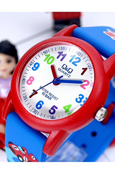 Q&Q 10 Atm Waterproof Red Blue Girl-Boy Wristwatch
