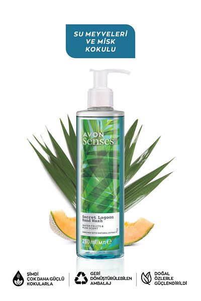 AVON Senses Secret Lagoon Water Fruits and Musk Scented Liquid Hand Soap 250 Ml