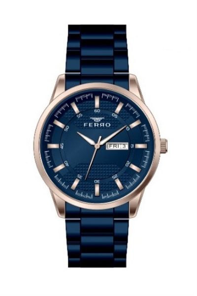 FERRO F11931a-t Navy Blue Steel Cord 42 Mm Men's Wristwatch