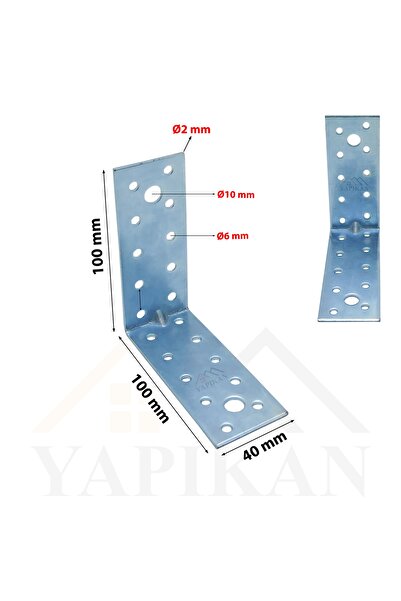 Yapıkan 2 Adet L Demir Gönye Köşebent 2x40x100x100mm - Mobilya Dolap Raf Masa...
