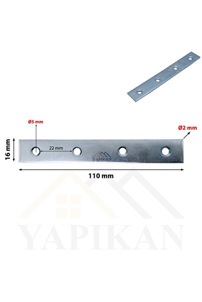 Yapıkan 10 Adet Düz Demir Gönye Köşebent 2x16x110mm - Mobilya Dolap Raf Masa ...