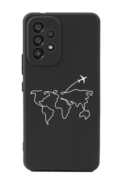 Spoyi Premium Phone Case for Samsung A33 with Line Map Design Black