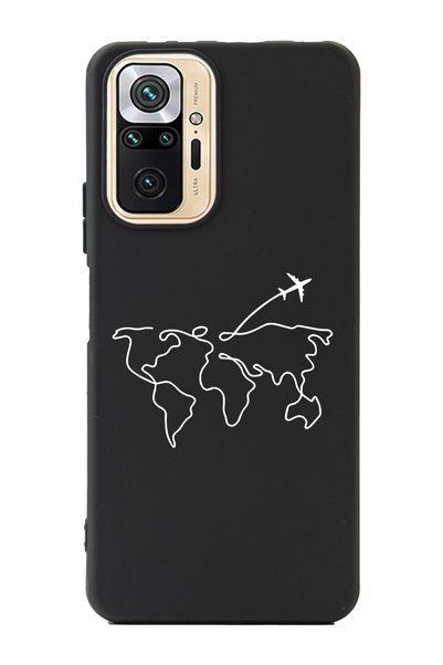 Spoyi Xiaomi Redmi Note 10 Pro - Max Line Map Design Black Premium Phone Case