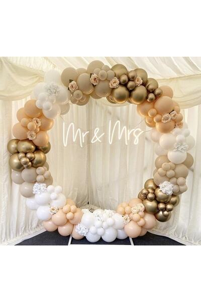 party mix Ten Rengi Beyaz Somon Krom Gold Balon Doğum Günü Balon Zinciri