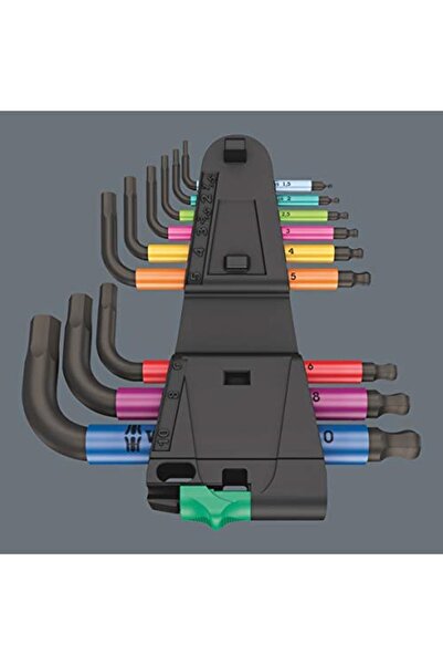 wera 05133164001 950/9 Hex-plus Multicolor 2 L Wrench Set, Metric, Black Laser, 9 Pieces