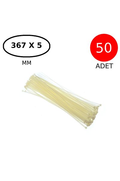 Tek-İş مشبك كابل بلاستيك فيلكرو 367 مم × 5 مم أبيض 50 قطعة