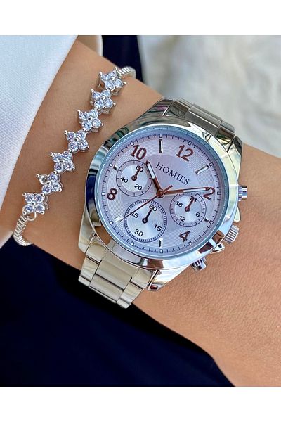 Homies Women's Wristwatch and Gift Bracelet Set