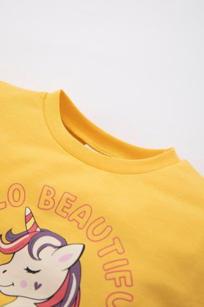 DeFacto Baby Girl Crew Neck Unicorn Printed Sweatshirt
