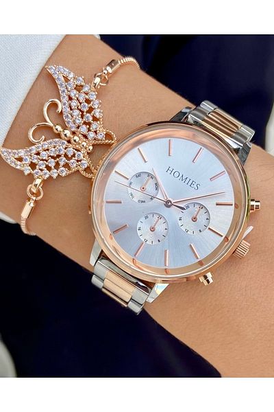 Homies Women's Wristwatch and Gift Bracelet Set