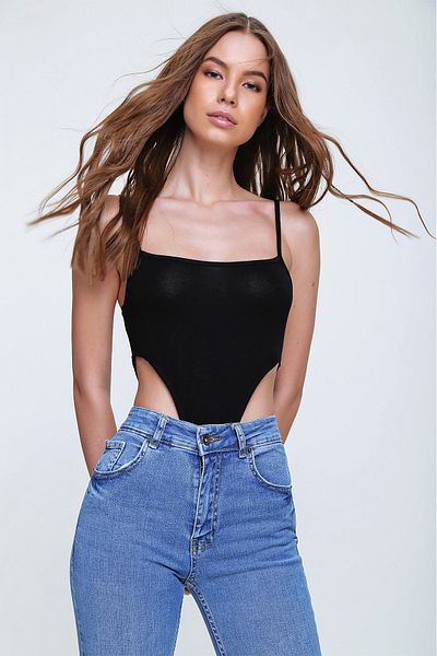 Trend Alaçatı Stili Body - Schwarz - Slim Fit