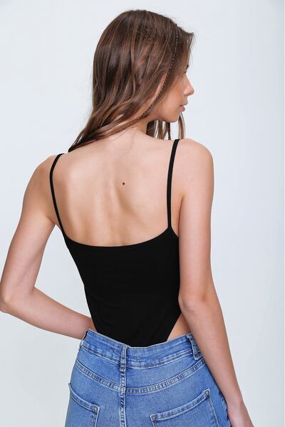 Trend Alaçatı Stili Dámský černý provazový popruh Snap Body ALC-X6070-RV