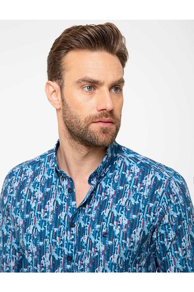 Pierre Cardin Ανδρικό πουκάμισο Blue Slim Fit