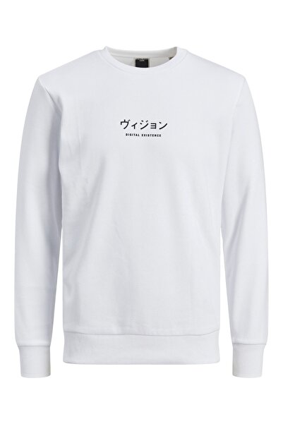 Jack & Jones Bisiklet Yaka Beyaz Erkek Sweatshırt 12216239_jcoono Sweat Crew ...