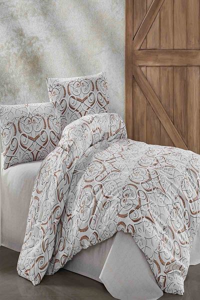 Kristal By Taç Terry Cotton Double Duvet Cover Set - Romana Beige