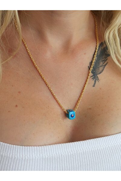 DENİZDENAL قلادة زجاجية مطرزة بعين الشر مورانو الزرقاء