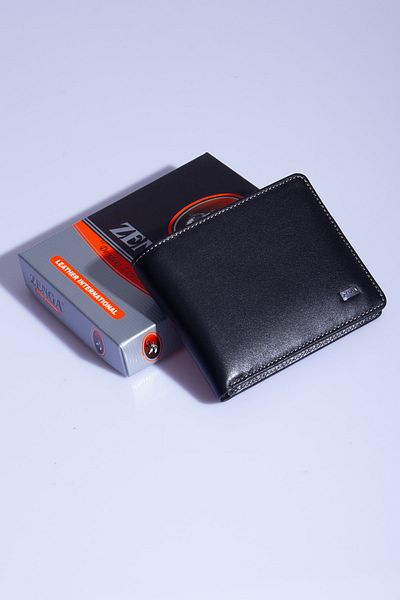 Zenga 235 100% Genuine Leather Men's Wallet Black-red