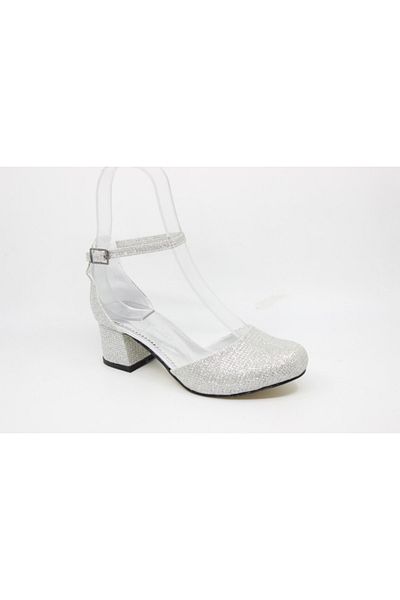 Zerhan 800 Girl's Gray Glittery Slit Belly Shoes