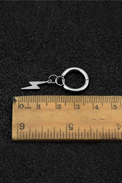 The Collection Men's Silver Dangle Lightning Steel Earrings