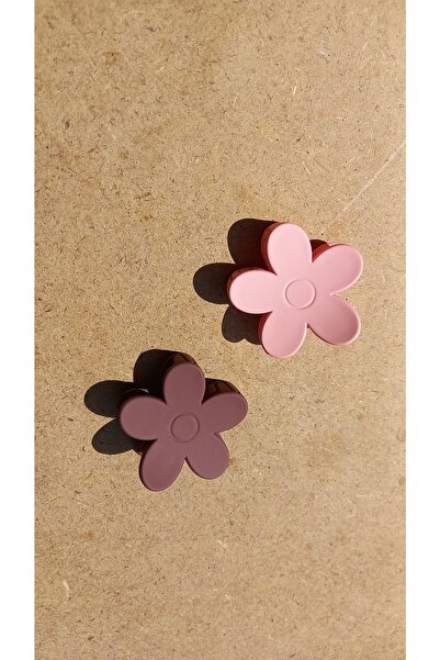 Atolye Ferda مجموعة من 2 مشبك مزلاج على شكل زهرة (وردي - برقوقي)