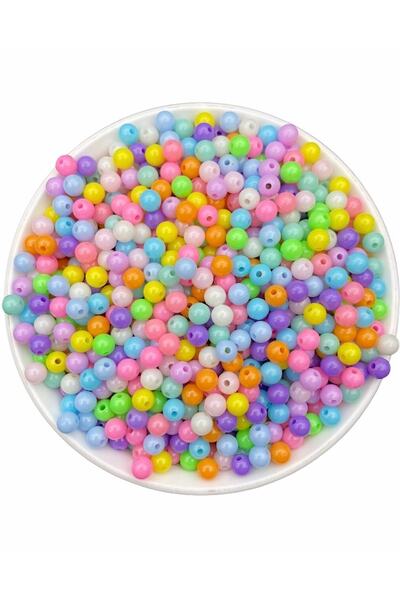 Hedef Bijuteri 25 جرام 6 مللي متر خرز بلاستيكي مستدير بألوان باستيل مختلط ، خ...