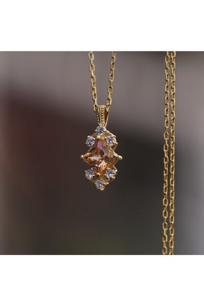 Moko Art Design Prenses Kesim Sitrin Ve Mozanit Taşlı 925 Gümüş Altın Kaplama...