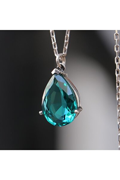 Moko Art Design Damla Kesim Yeşim Taşlı 925 Gümüş Kolye