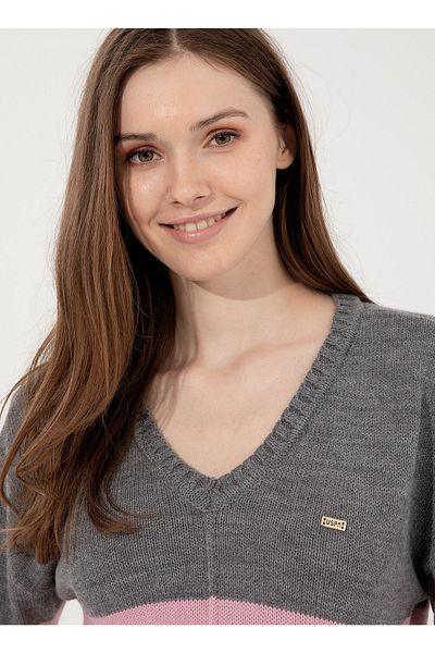 U.S. Polo Assn. Pulover de damă cu guler înalt, gri Melange