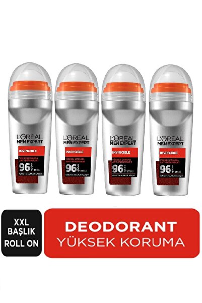 L'Oreal Paris Erkek Deodorant Invisible Yüksek Koruma Roll On 50 Ml X 4 Adet