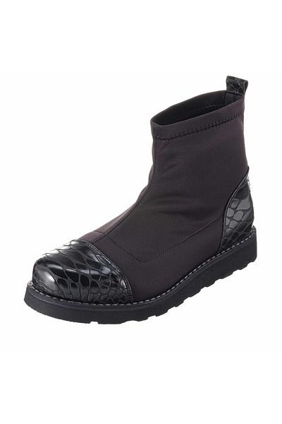 İriadam 19273 Black Crocodile Stretch Fabric Large Size Women's Shoes