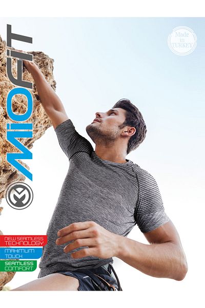 MioFit Ανδρικό αθλητικό μπλουζάκι Active Melange με κοντό μανίκι χωρίς ραφές