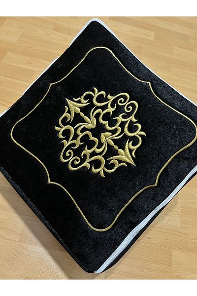 AYHANHOME Dowry Velvet Gold Embroidered Black Bundle 40x40 Cm Engagement Bride Groom Bag