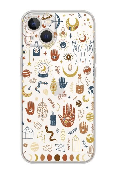 shoptocase Iphone 13 Şeffaf Tarot Sembolleri Desenli Telefon Kılıfı