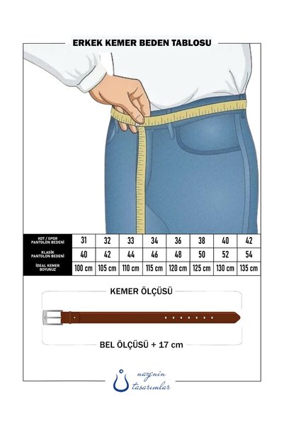 nazenintasarımlar % 100 Hakiki Manda Derisi Kot Keten Spor Erkek Siyah Kemer