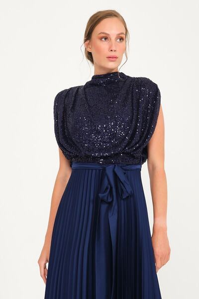 SpringStore Rochie de seara cu paiete, albastru bleumarin