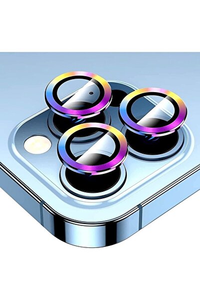 HyperAge Iphone 13 Pro Max & 13 Pro Compatible Aluminum Frame 3D Camera Lens Protector - Colorful [Set of 3]