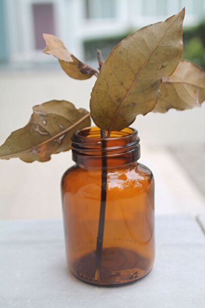 Emtory Home Dekoratif Geniş Ağızlı Amber Cam Şişe Mimimal Vazo 8,5cm