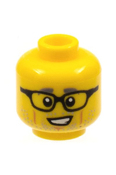 LEGO Original Accessory Custom Minifigure Minifigure Head with Yellow Head Glasses Dirty Bearded Elderly Male