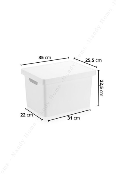 Nandy Home Λευκό 17 Lt Διακοσμητικό Organizer Box με Καπάκι - 6 Τεμάχια