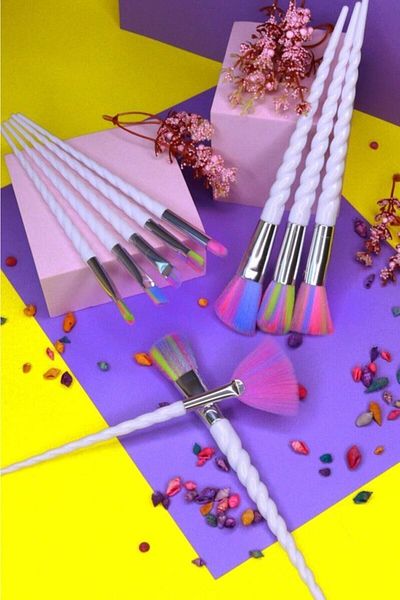 MUJGAN 10-Piece Makeup Brush Set Lilac Color Knitted Handle