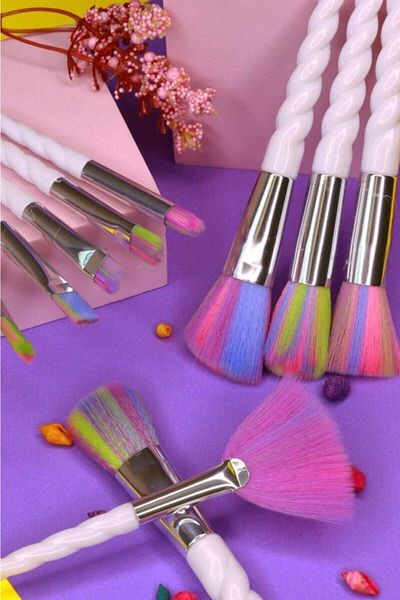 MUJGAN 10-Piece Makeup Brush Set Lilac Color Knitted Handle